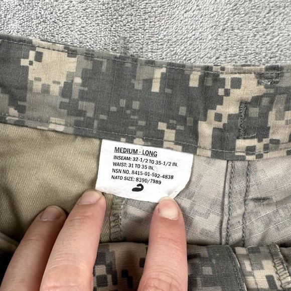 US Army Combat Uniform Pants Mens Medium Long Digital Camouflage Cargo Ripstop - Picture 6 of 9